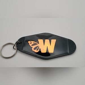 Motel Keychain Custom Retro Styled Holographic Letter W With Butterfly Keyring